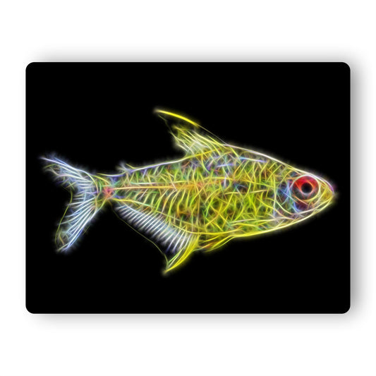 Tetra Fish Metal Wall Plaque with Stunning Fractal Art Design.