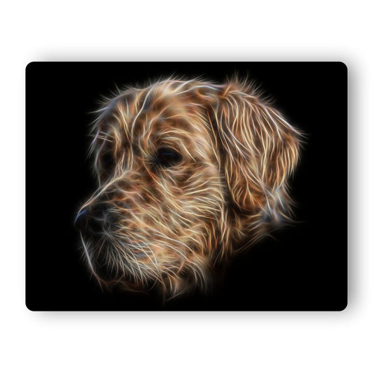 Golden Retriever Metal Wall Plaque with Stunning Fractal Art Design.