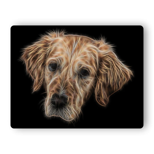 Golden Retriever Metal Wall Plaque with Stunning Fractal Art Design.
