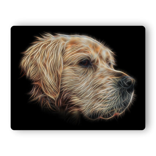 Golden Retriever Metal Wall Plaque with Stunning Fractal Art Design.