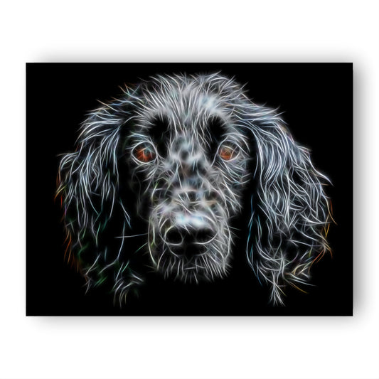 Black Working Cocker Spaniel Print with Stunning Fractal Art Design. Various Sizes Available