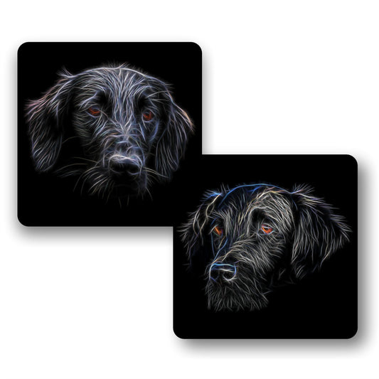 Flat Coated Retriever Coasters with Stunning Fractal Art Design, Perfect Dog Owner Gift