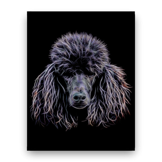 Black Poodle Print with Stunning Fractal Art Design. Various Sizes Available