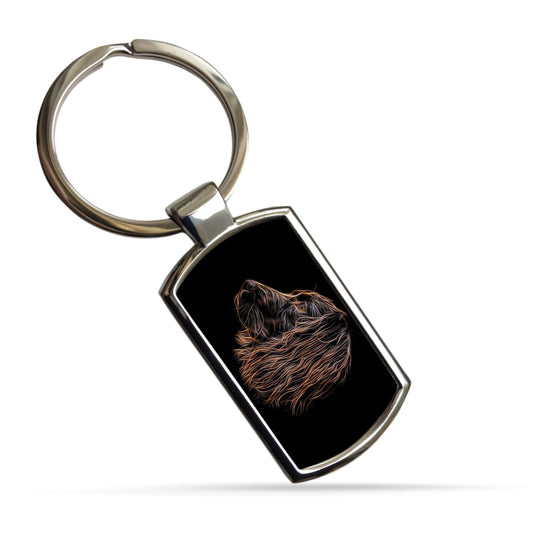 Chocolate Working Cocker Spaniel Keyring with Fractal Art Design