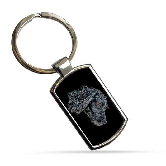 Black Working Cocker Spaniel Metal Rectangle Keyring