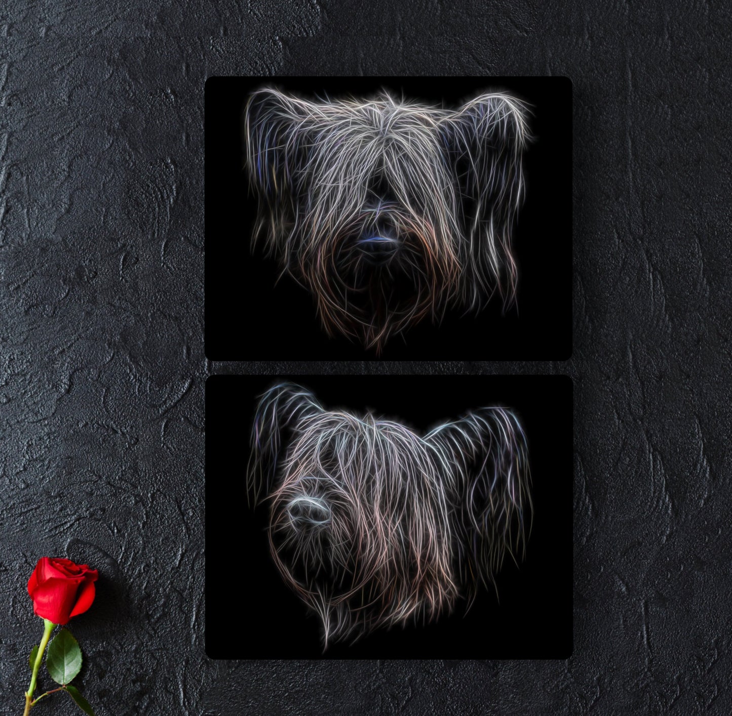 Skye Terrier Metal Wall Plaque with Stunning Fractal Art Design, Perfect Skye Terrier Owner or Dog Lover Gift.