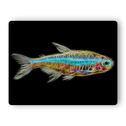 Tetra Fish Metal Wall Plaque with Stunning Fractal Art Design.