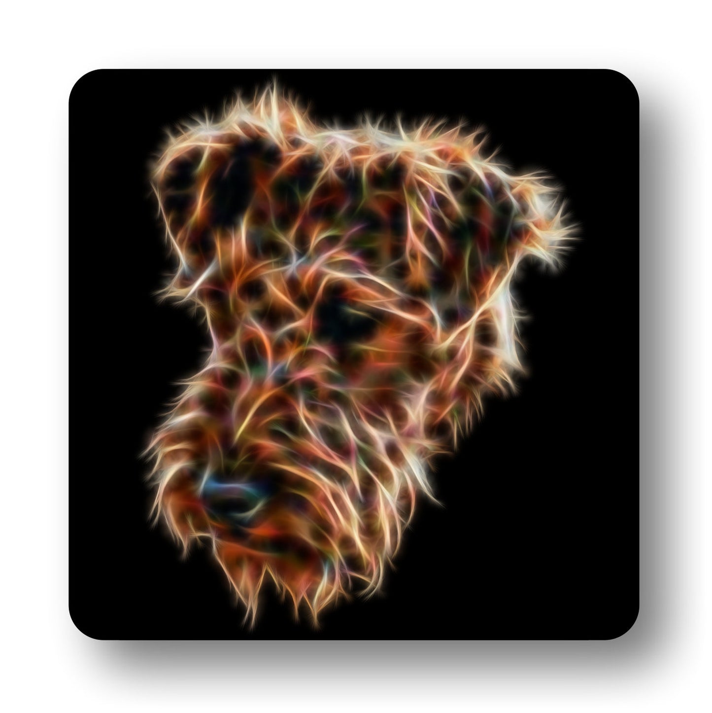Airedale Terrier Coasters with Stunning Fractal Art Design. Perfect Airedale Lover Gift.