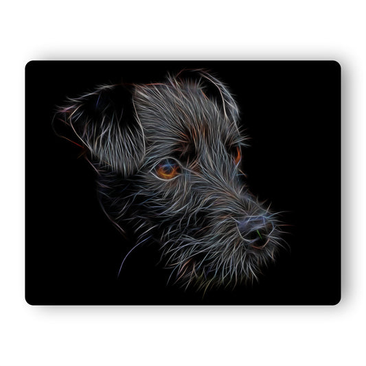 Patterdale Terrier Metal Wall Plaque with Stunning Fractal Art Design. Perfect Gift for Dog Owner.