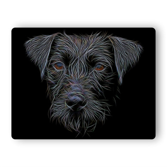 Patterdale Terrier Metal Wall Plaque with Stunning Fractal Art Design. Perfect Gift for Dog Owner.