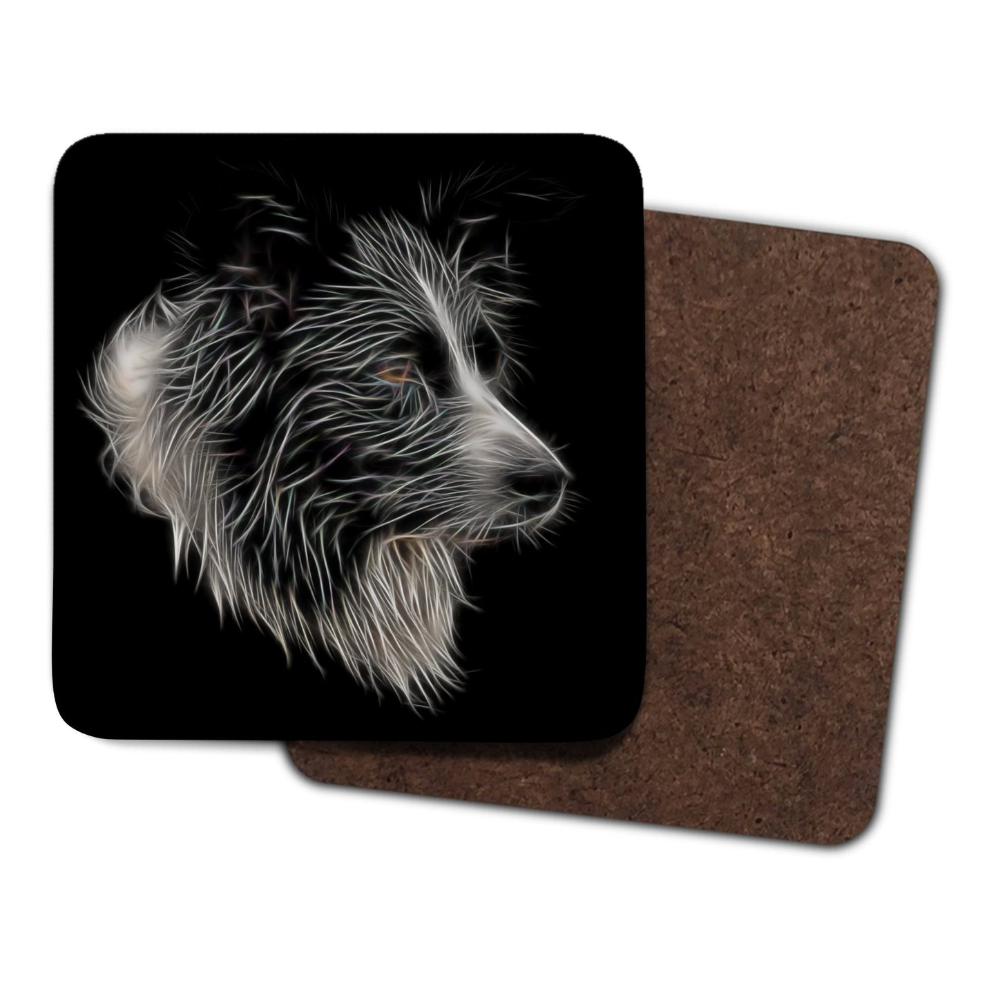 Border Collie Coasters, Set of 4, with Stunning Fractal Art Design. Perfect Border Collie Owner Gift.
