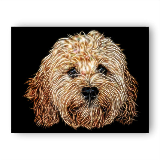 Apricot Cavapoo Print with Stunning Fractal Art Design. Various Sizes Available