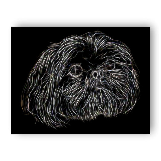 Black Shih Tzu Print with Stunning Fractal Art Design. Various Sizes Available
