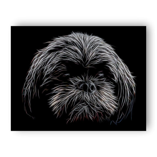 Black Shih Tzu Print with Stunning Fractal Art Design. Various Sizes Available