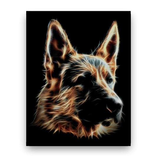 Black and Tan German Shepherd Print with Stunning Fractal Art Design. Various Sizes Available