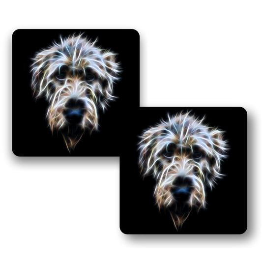 Irish Wolfhound Coasters, Set of 2, with Stunning Fractal Art Design.
