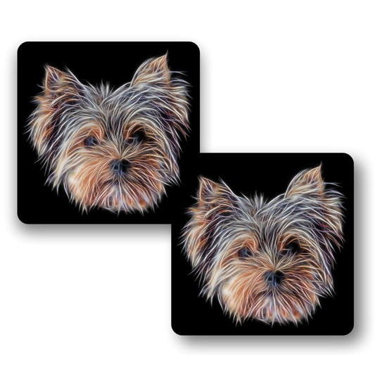 Yorkshire Terrier Coasters, Set of 2, with Stunning Fractal Art Design.
