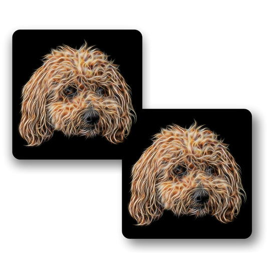 Poochon Coasters, Set of 2, with Stunning Fractal Art Design.