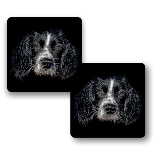 Sprollie Coasters, Set of 2, with Stunning Fractal Art Design. Perfect Dog Owner Gift.