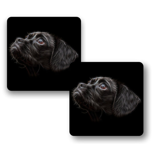 Black Puggle Coasters, Set of 2, with Stunning Fractal Art Design.