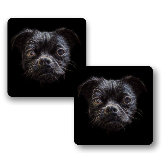 Black Chug Coasters, Set of 2, with Stunning Fractal Art Design.