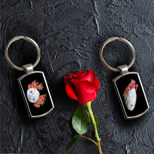 Axolotl Keychain with Stunning Fractal Art Design.