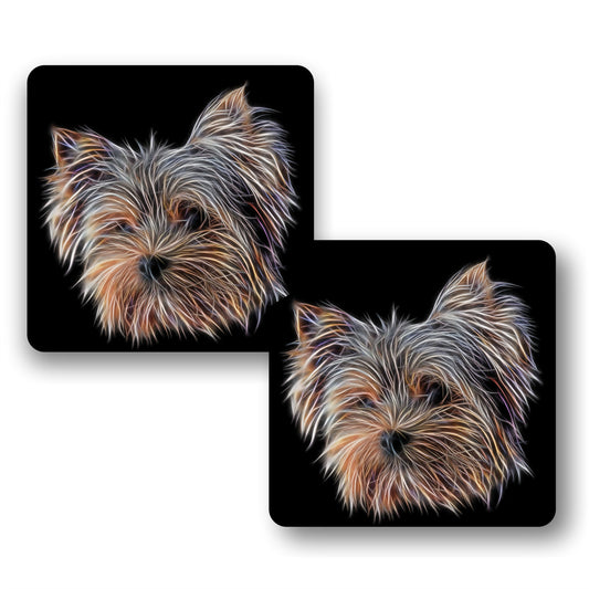 Yorkshire Terrier Coasters, Set of 2, with Stunning Fractal Art Design.