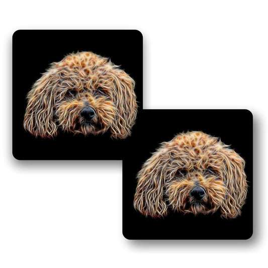Poochon Coasters, Set of 2, with Stunning Fractal Art Design.