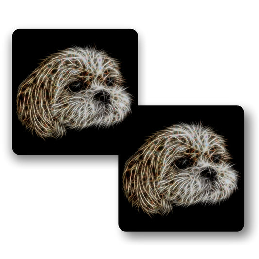 Shih Tzu Coasters, Set of 2, with Fractal Art Design, Perfect Shih Tzu Owner Gift