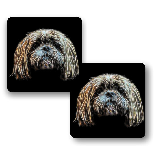 Shih Tzu Coasters, Set of 2, with Fractal Art Design, Perfect Shih Tzu Owner Gift
