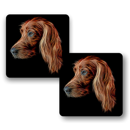 Irish Setter Coasters, Set of 2, with Stunning Fractal Art Design.