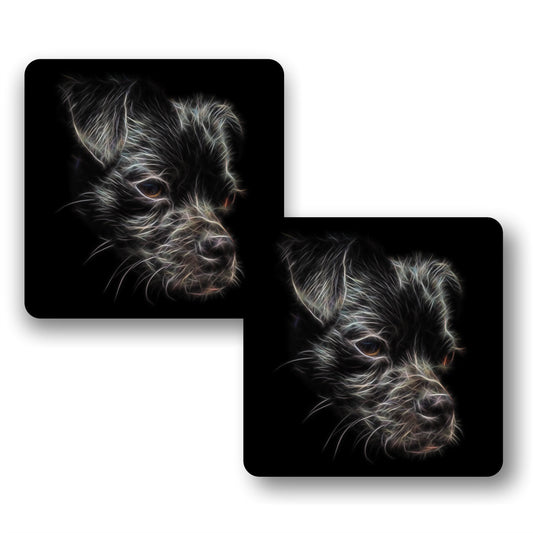 Black Chug Coasters, Set of 2, with Stunning Fractal Art Design.