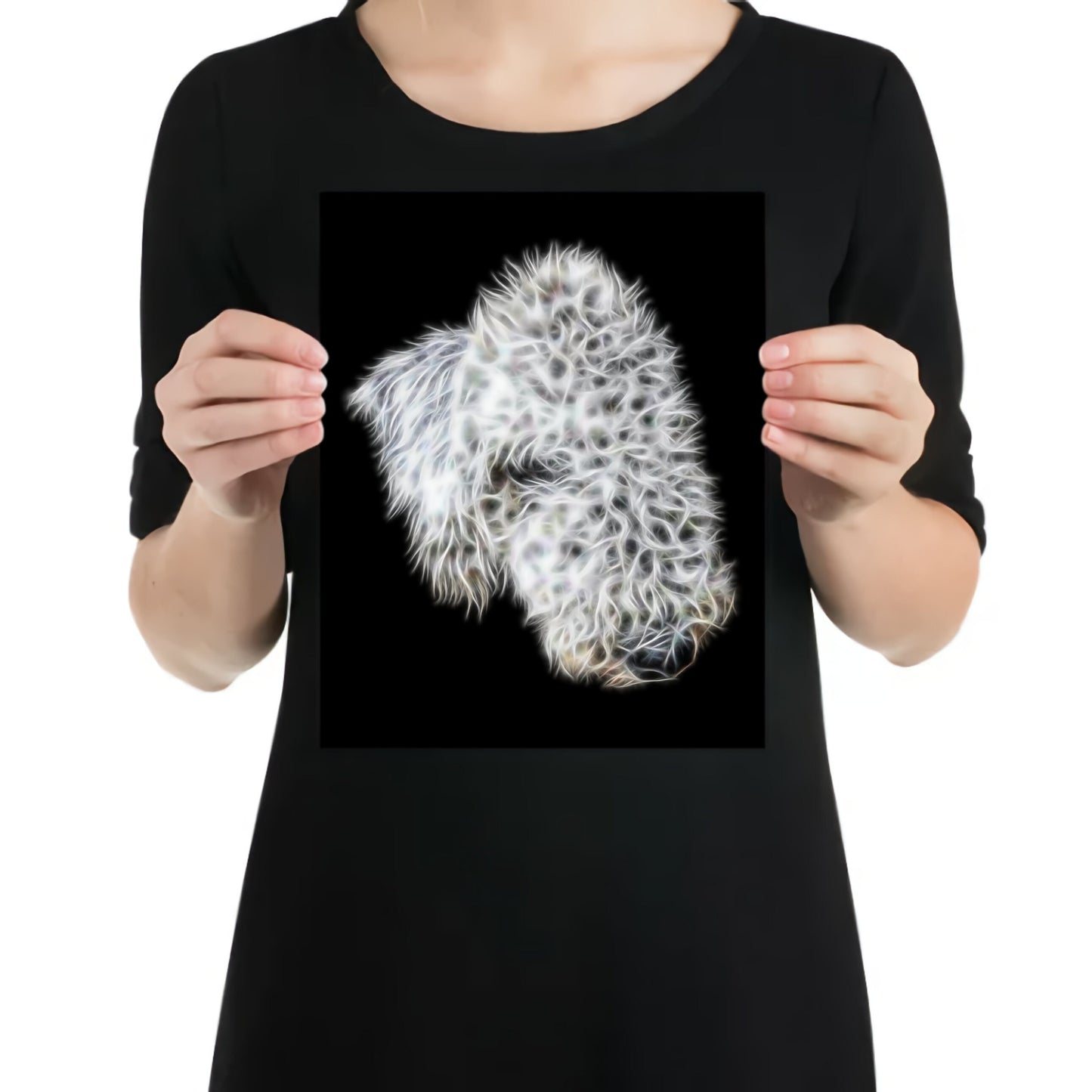 Bedlington Terrier Metal Wall Plaque with Stunning Fractal Art Design