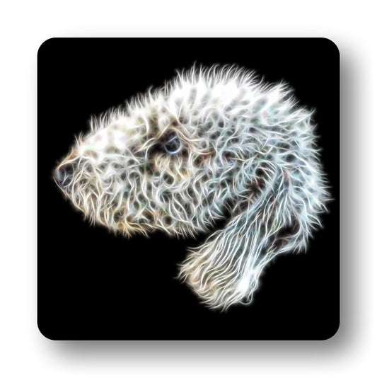 Bedlington Terrier Coaster Set with Fractal Art Design Set #1