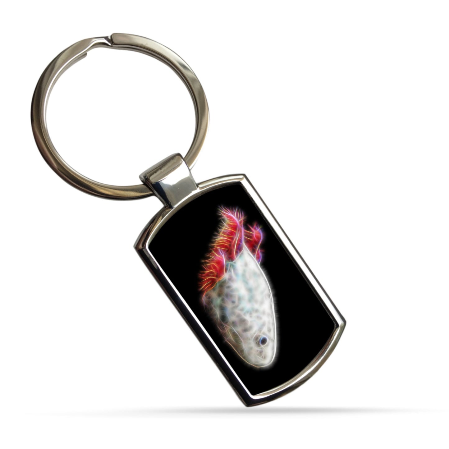 Axolotl Keychain with Stunning Fractal Art Design.