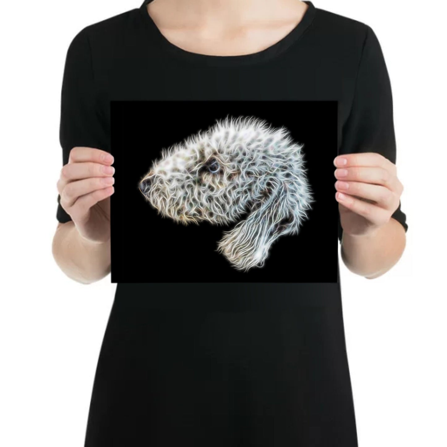 Bedlington Terrier Metal Wall Plaque with Stunning Fractal Art Design