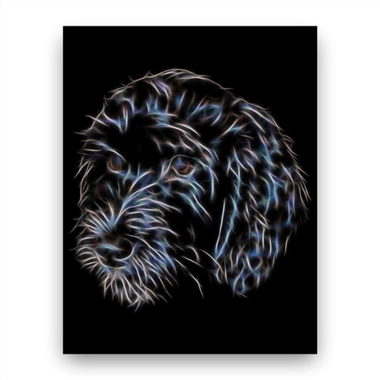 Black Cockapoo Print with Stunning Fractal Art Design. Various Sizes Available
