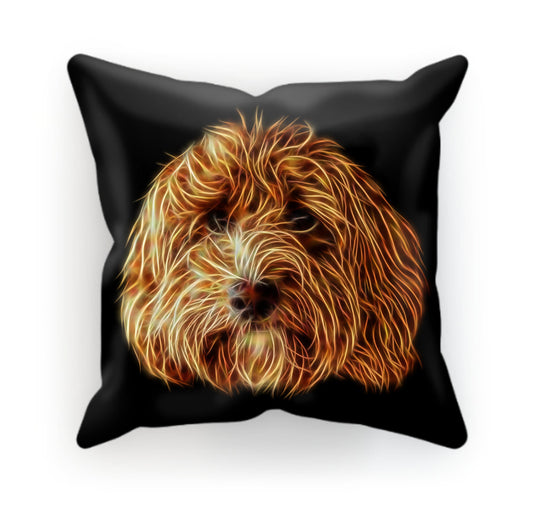 Red Cockapoo Cushion and Insert with Stunning Fractal Art Design