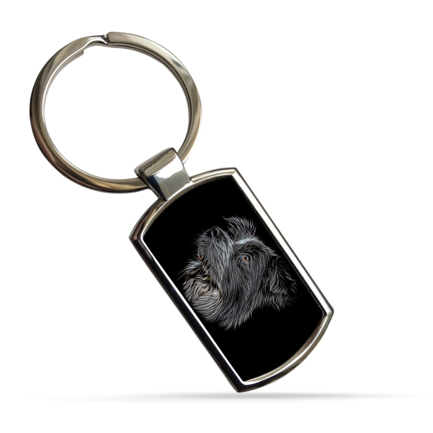 Border Collie Keychain with Stunning Fractal Art Design