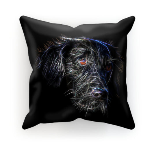 Flat Coated Retriever Cushion and Insert with Stunning Fractal Art Design