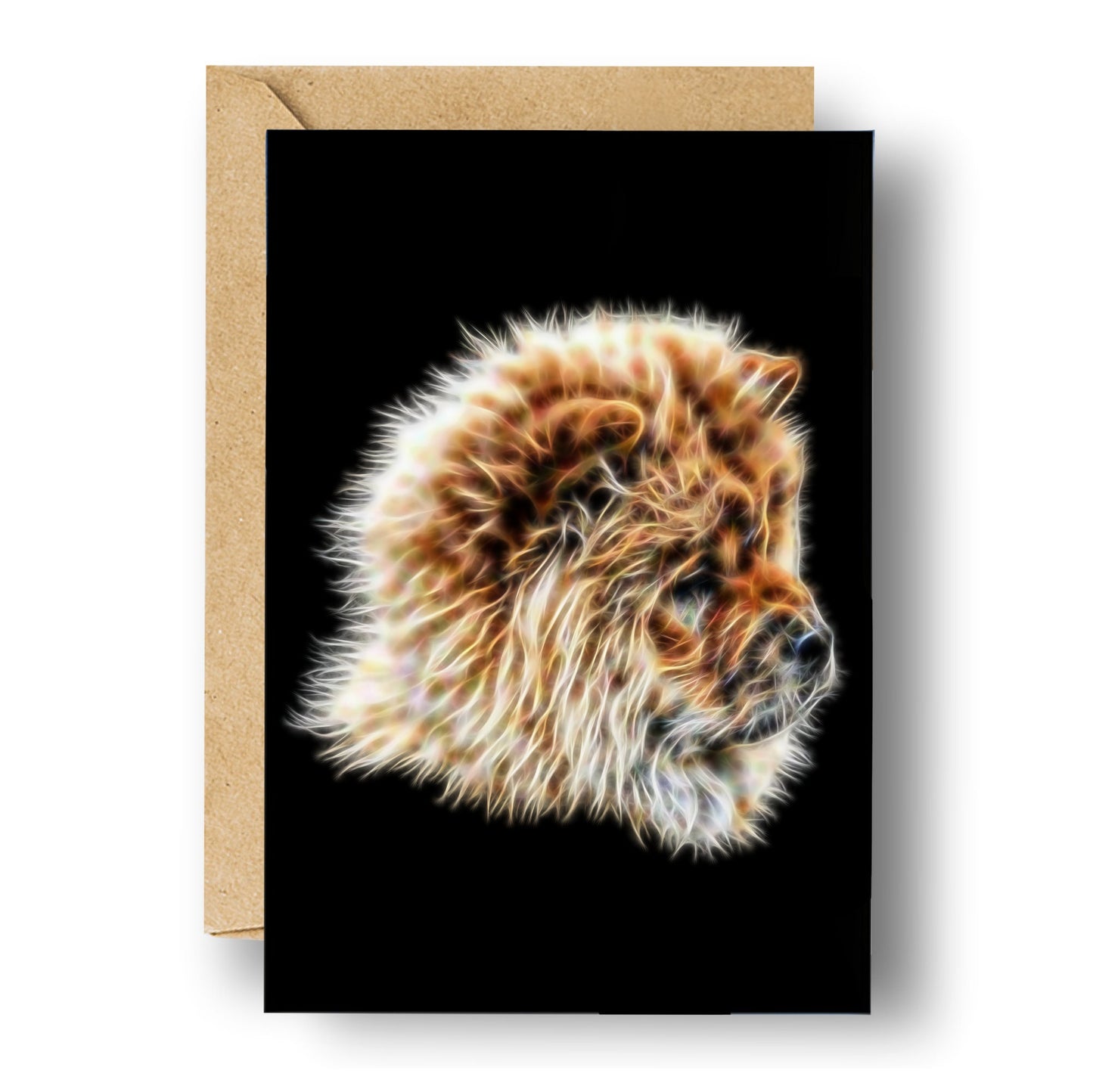 Fawn Chow Chow Greeting Card with Stunning Fractal Art Design. Blank Inside for Birthdays or any other Occasion