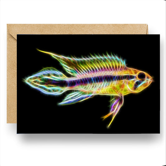 Apistogramma Cichlid Fish Greeting Card with Stunning Fractal Art Design (Blank Inside). A Selection of Designs.