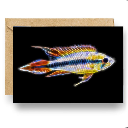 Apistogramma Cichlid Fish Greeting Card with Stunning Fractal Art Design (Blank Inside). A Selection of Designs.