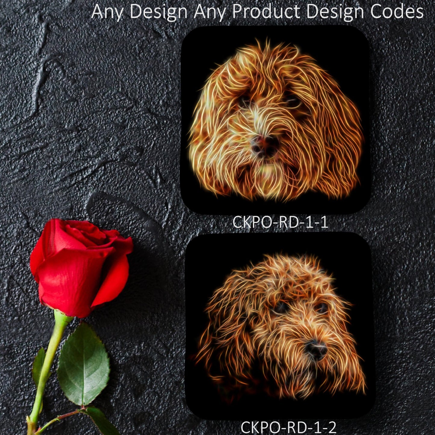 Red Cockapoo Phone Case with Stunning Fractal Art Design. For Samsung or iPhone, including iPhone 17 and Galaxy S25
