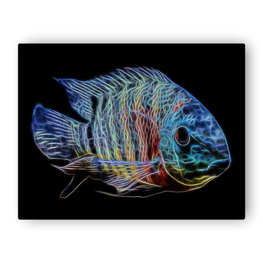 Red Tiger Severum Cichlid Fish Print with Stunning Fractal Art Design. Heros severus