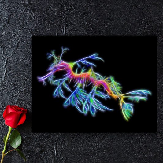 Leafy Seadragon Aluminium Metal Wall Plaque with Stunning Fractal Art Design.