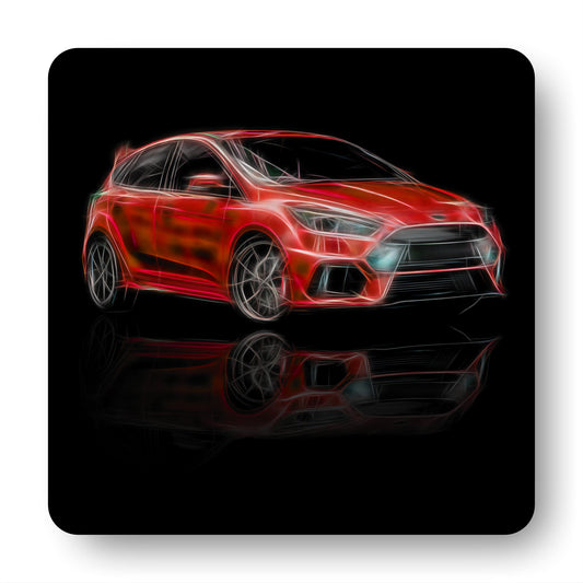 Ford Focus RS Coasters with Stunning Fractal Art Design. Various colours blue, green, orange, black, grey, and white available.