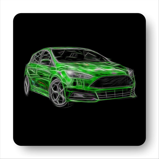 Ford Focus ST Coasters with Stunning Fractal Art Design. Various colours blue, red, yellow, orange, black, grey, and white available.