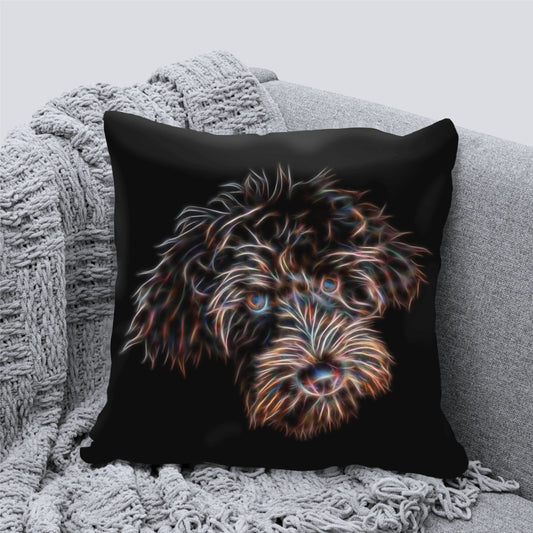 Chocolate Labradoodle Cushion and Insert with Stunning Fractal Art Design
