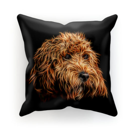 Red Cockapoo Cushion and Insert with Stunning Fractal Art Design